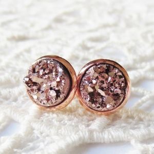 8mm rose gold druzy stud earrings